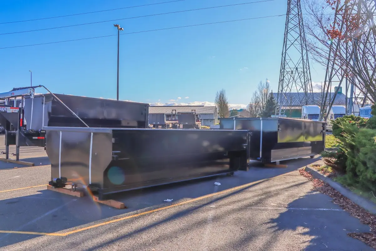 Roll-off dumpster ready for waste disposal at job site for 15 Yard Dumpster Rental in Arcadia